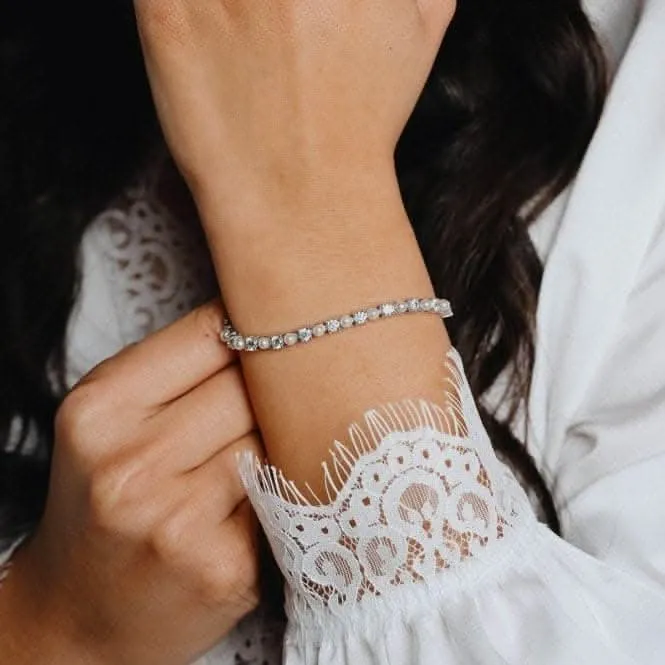 Bracelet de tennis avec perle et zirconium B5302 - Bijouterie Diamonfire