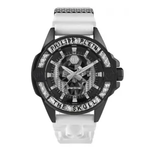 La Montre Homme Skull en Fibre de Carbone Acier Blanc Argenté PWAAA1822