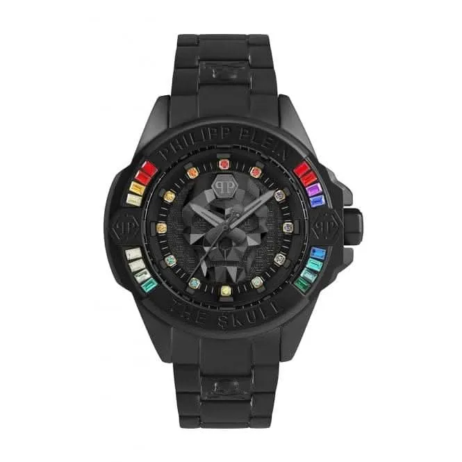 La montre unisexe The Skull en acier noir sans genre PWNAA0522