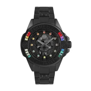 La montre unisexe The Skull en acier noir sans genre PWNAA0522