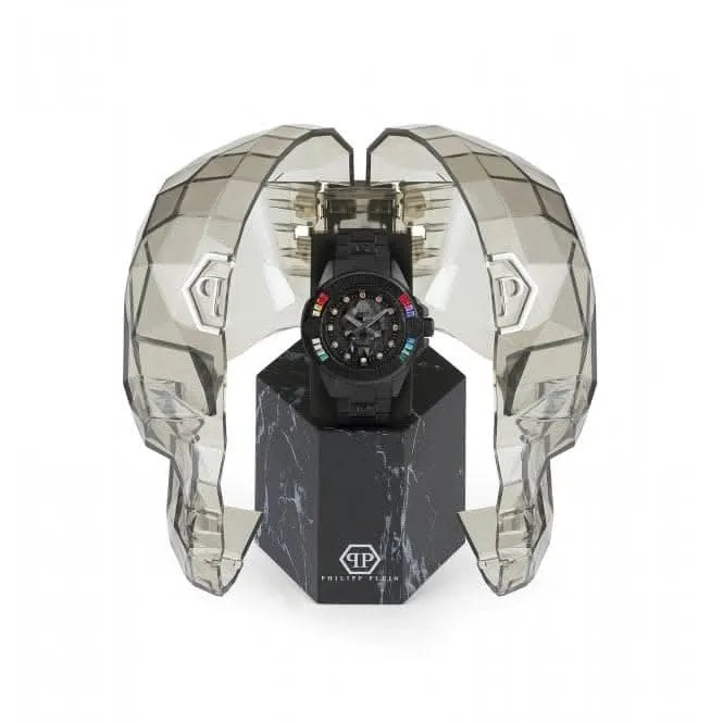 La montre unisexe The Skull en acier noir sans genre PWNAA0522