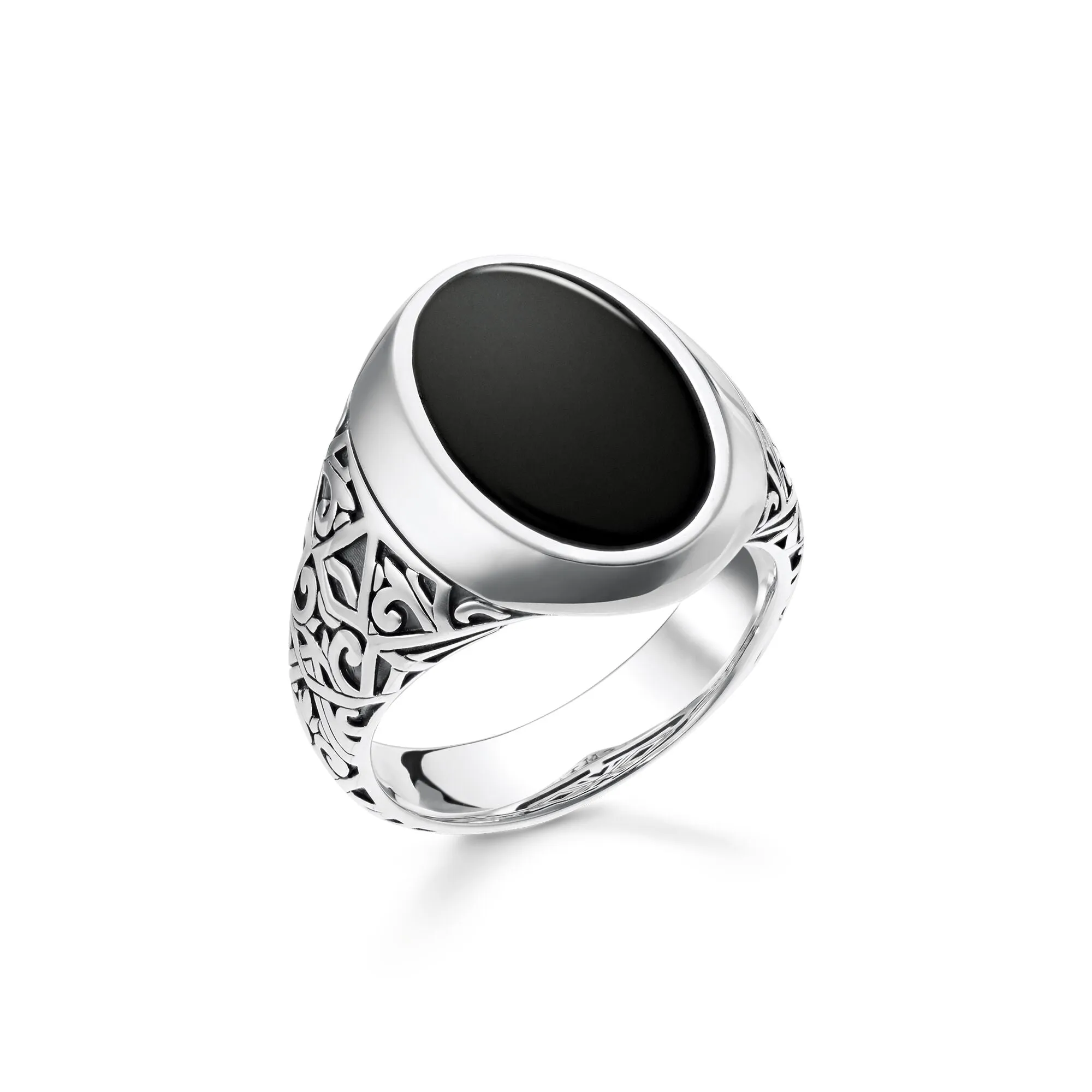 Thomas Sabo Bijoux Thomas Sabo Rebel At Heart Bague chevalière en argent sterling avec onyx noir