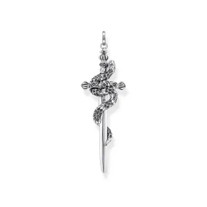 Thomas Sabo Bijoux Pendentif Épée Noircie en Argent Sterling avec Serpent