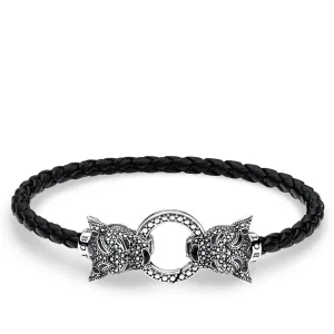 Bracelet pour femme Thomas Sabo en cuir avec chat noir