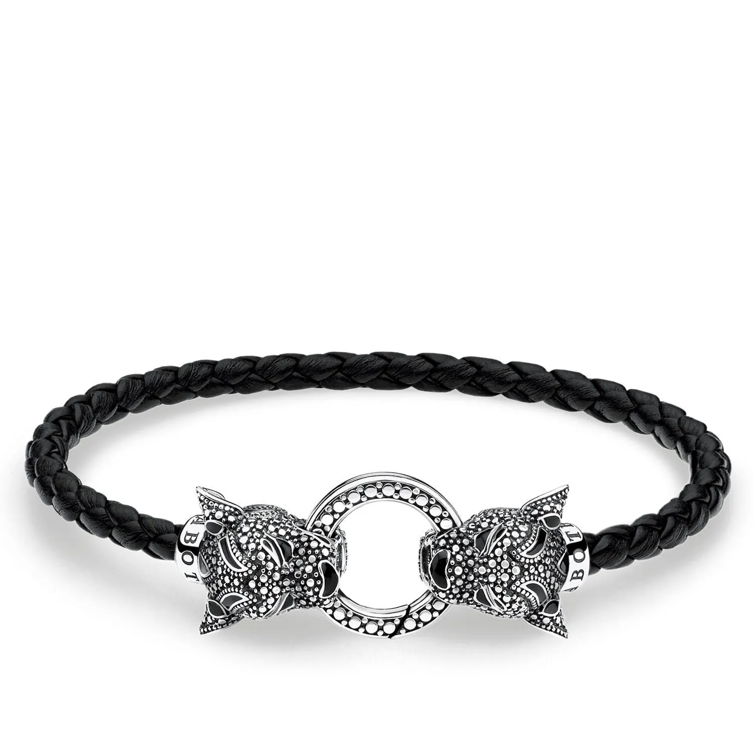 Bracelet pour femme Thomas Sabo en cuir avec chat noir