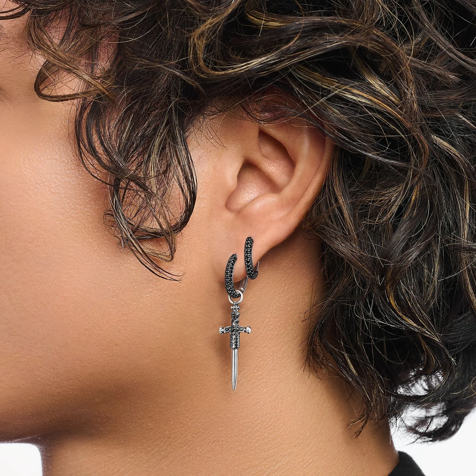 Boucles d'oreilles pour femmes Thomas Sabo - Boucles d'oreilles à clous avec zircone noire pavée