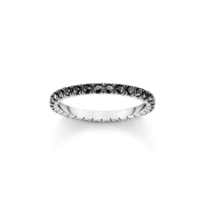 Bague fine pour femme Thomas Sabo avec zirconium noir