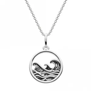 Pendentif en émail noir Wave Circle 93390HP Dew Jewellery