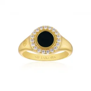 Bague Piccolo Follina Nero en Zirconia Blanc et Émail Noir SJ-R11577-BECZ-YG Sif Jakobs Jewellery