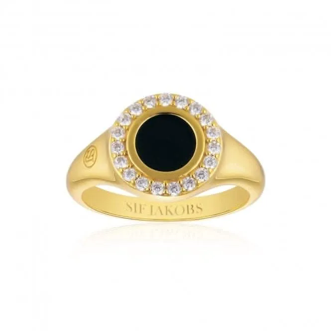 Bague Piccolo Follina Nero en Zirconia Blanc et Émail Noir SJ-R11577-BECZ-YG Sif Jakobs Jewellery